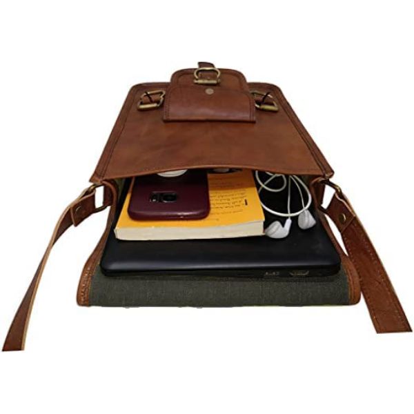 small Leather messenger bag shoulder bag cross body vintage messenger bag  for women & men satchel man purse compatible with Ipad and tablet -  Shifahandicraft